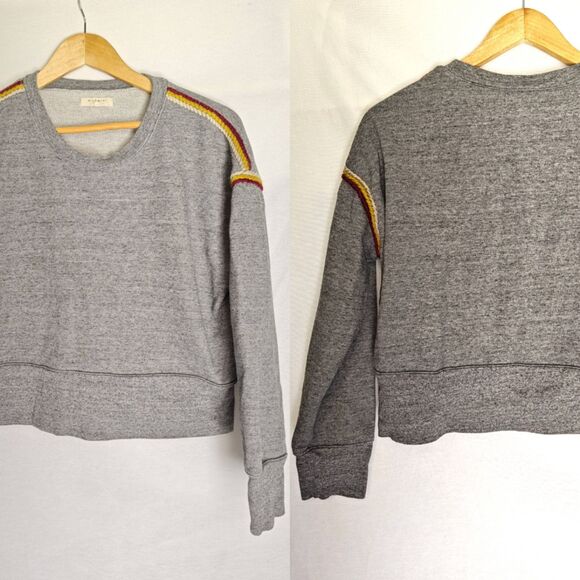 Madewell Sweaters - Miles by Madewell Embroidered Trim Crop Sweatshirt Gray Large L AG273